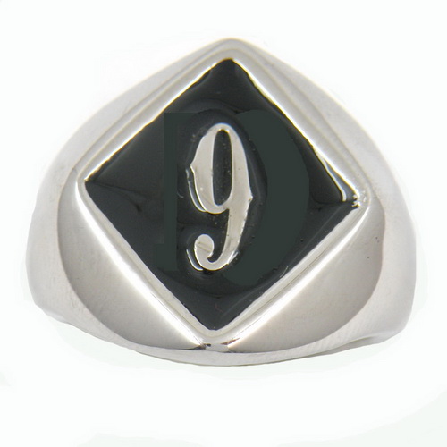 D9 custom made single letters initials enamel name ring - Click Image to Close